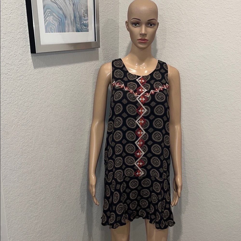 NWOT Anthropology THML-Black and Red Patterned Sleeveless Dress